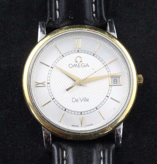 A gentlemans late 1990s steel and gold Omega De Ville quartz wrist watch,